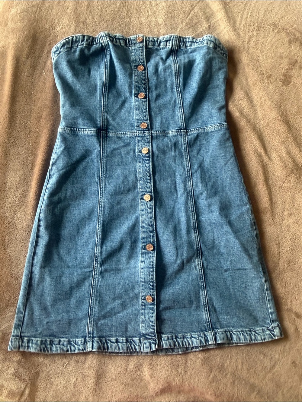 GAP Strapless Button-Front Denim Dress - Blue